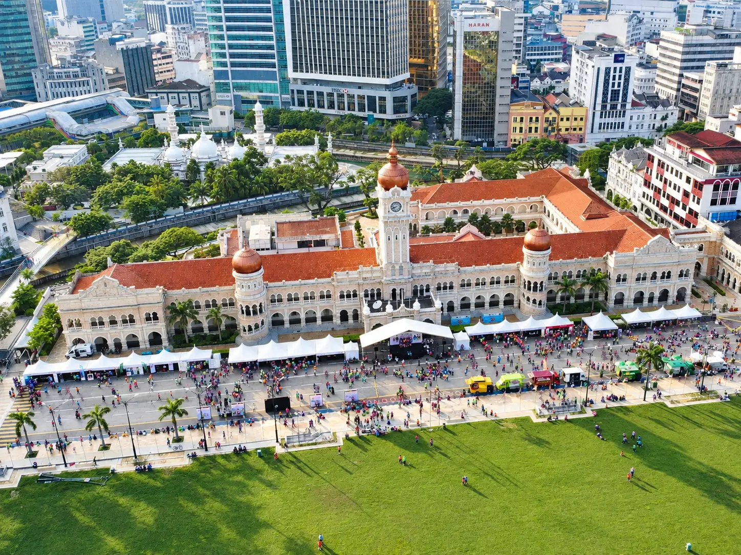 Canopies set up for an outdoor event in Malaysia