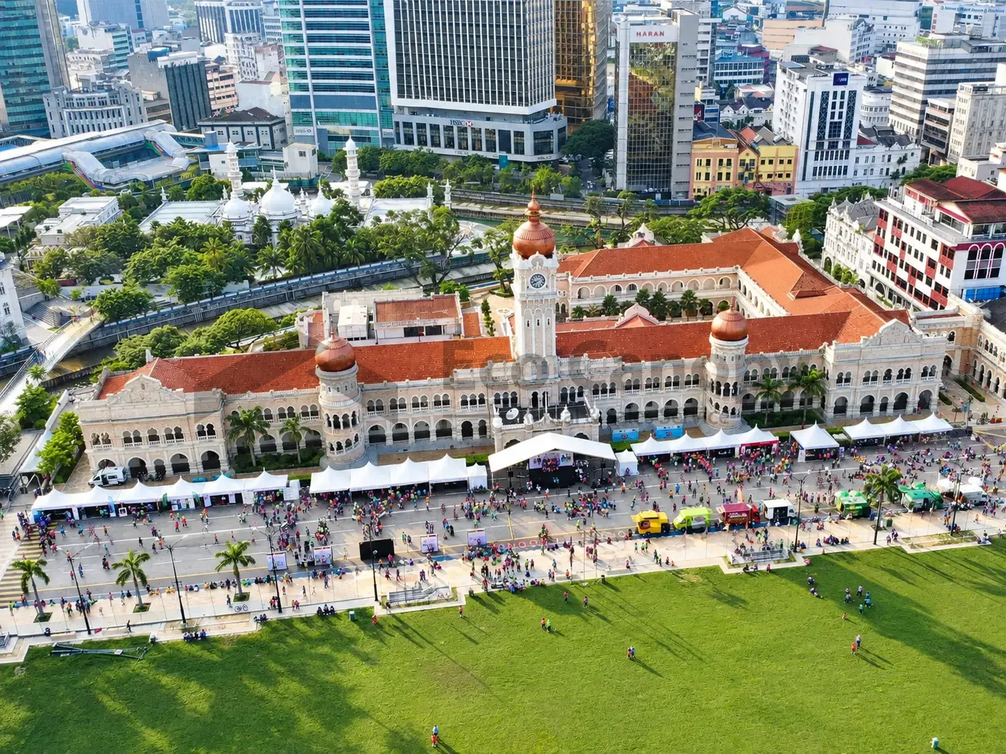 Event tents set up for a carnival at Dataran Merdeka, Kuala Lumpur